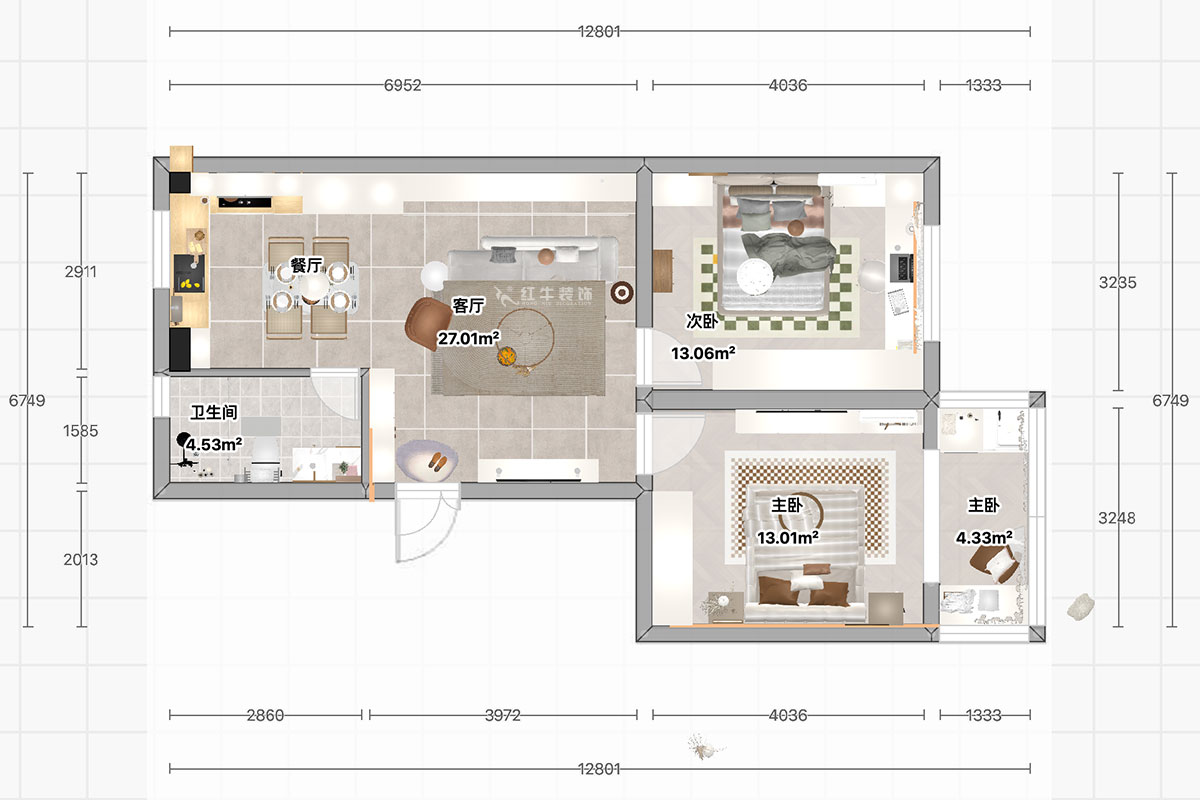顧娟｜浦東路4號10-3-405-75㎡-現(xiàn)代簡約風(fēng)格｜2室2廳1衛(wèi)｜舊房裝修｜定制家｜全包12