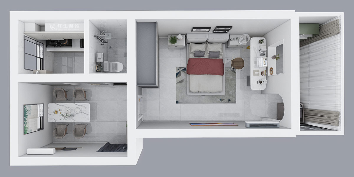 20230216吳波｜汽輪四村15-7-40㎡-現代風格｜1室1廳1衛｜舊房裝修｜定制家｜全包8萬｜00_05鳥瞰圖