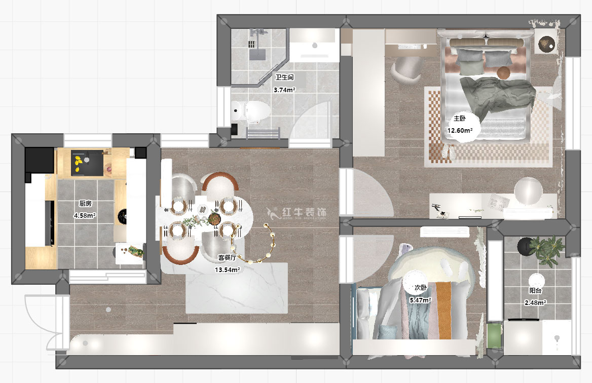 賈庭｜麒麟晨光苑5-2-1404-60㎡-現代風格｜2室1廳1廚1衛｜老房裝修｜定制家｜全包8