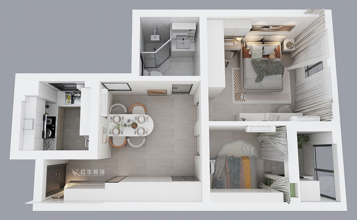 賈庭｜麒麟晨光苑5-2-1404-60㎡-現代風格｜2室1廳1廚1衛｜老房裝修｜定制家｜全包8