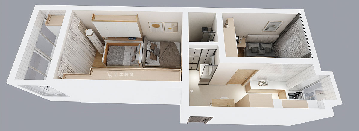 劉曉芳｜三條巷110-210-45㎡-現代風格｜2室1廳1衛｜二手房裝修｜定制家｜全包8