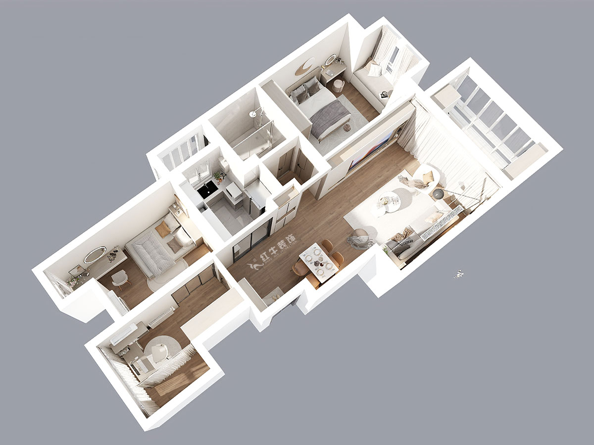 吳波｜紫金華府47-505-94㎡-現(xiàn)代簡(jiǎn)約風(fēng)格｜3室2廳1衛(wèi)｜新房裝修｜定制家｜全包12