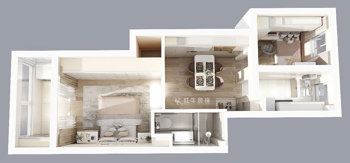 顧娟｜御河新村10-505-60㎡-現代簡約風格｜2室2廳1衛｜舊房裝修｜定制家｜全包11