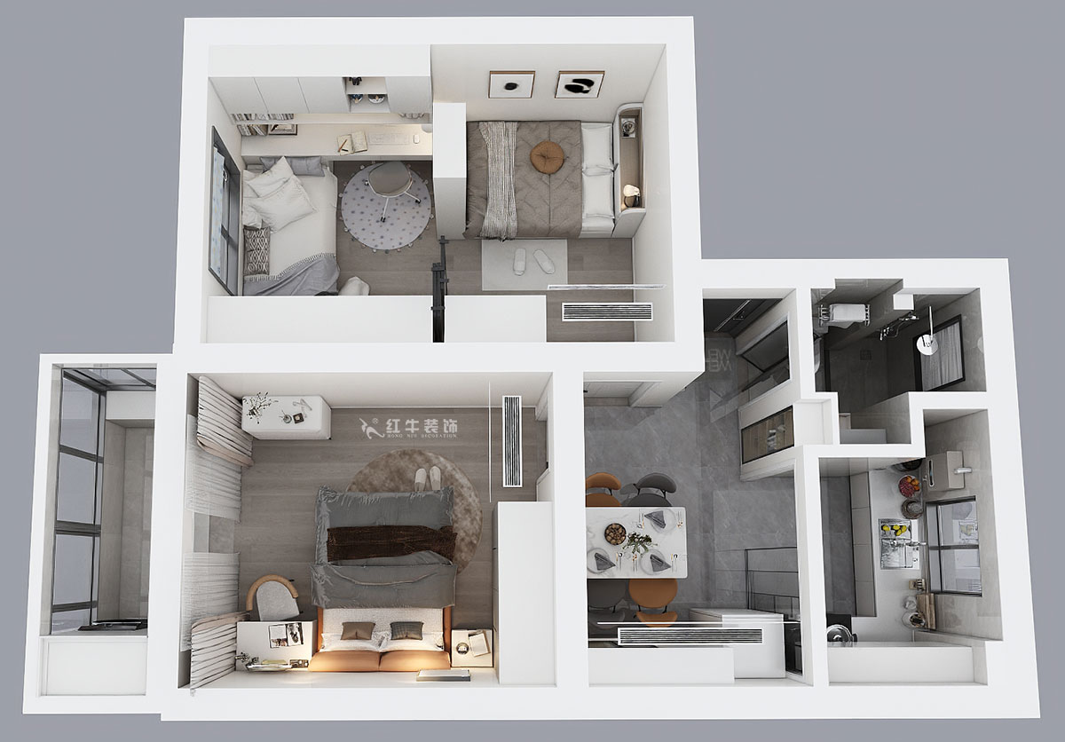 賈庭｜鹽倉橋48號1-402-55㎡-現代風格｜2室1廳1廚1衛｜老房裝修｜定制家｜全包8