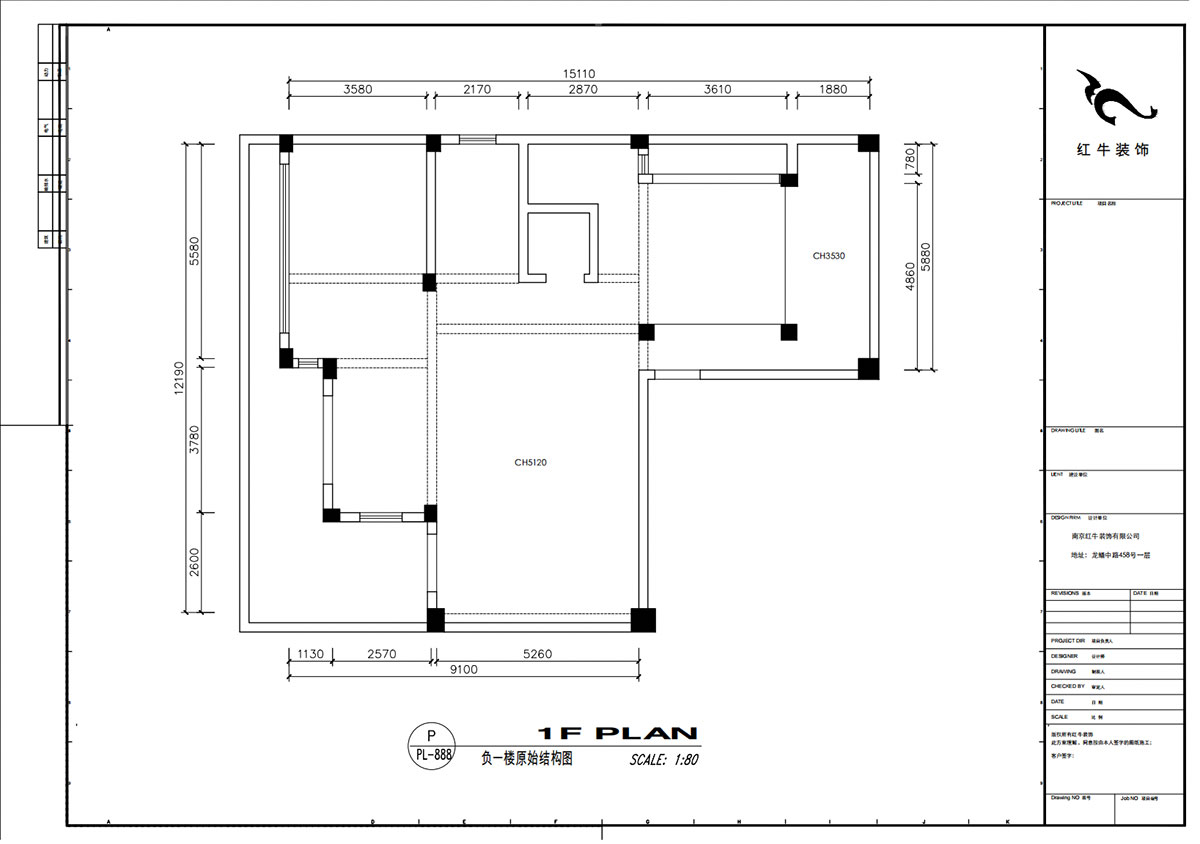 劉小勇｜雅園21-101-390㎡-現代奢華風格｜9室2廳6衛｜三層別墅裝修｜定制家｜全包｜00_01負一樓原始結構圖