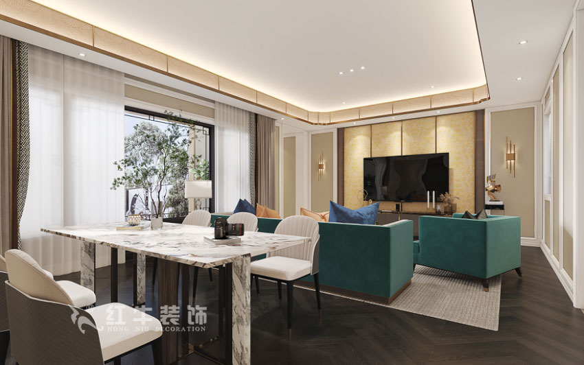 劉小勇｜雅園21-101-390㎡-現代奢華風格｜9室2廳6衛｜三層別墅裝修｜定制家｜全包｜03客餐廳