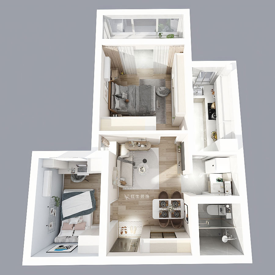 顧娟｜丹鳳新寓1-803-60㎡-現代風格｜2室2廳1衛｜舊房裝修｜定制家｜全包11