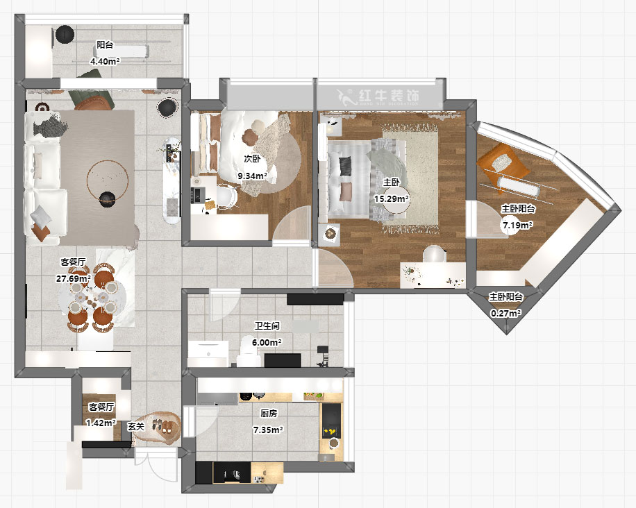劉萍萍｜星雨華府26-1803-94㎡-簡約風格｜3室2廳1衛｜老房裝修｜定制家｜全包12