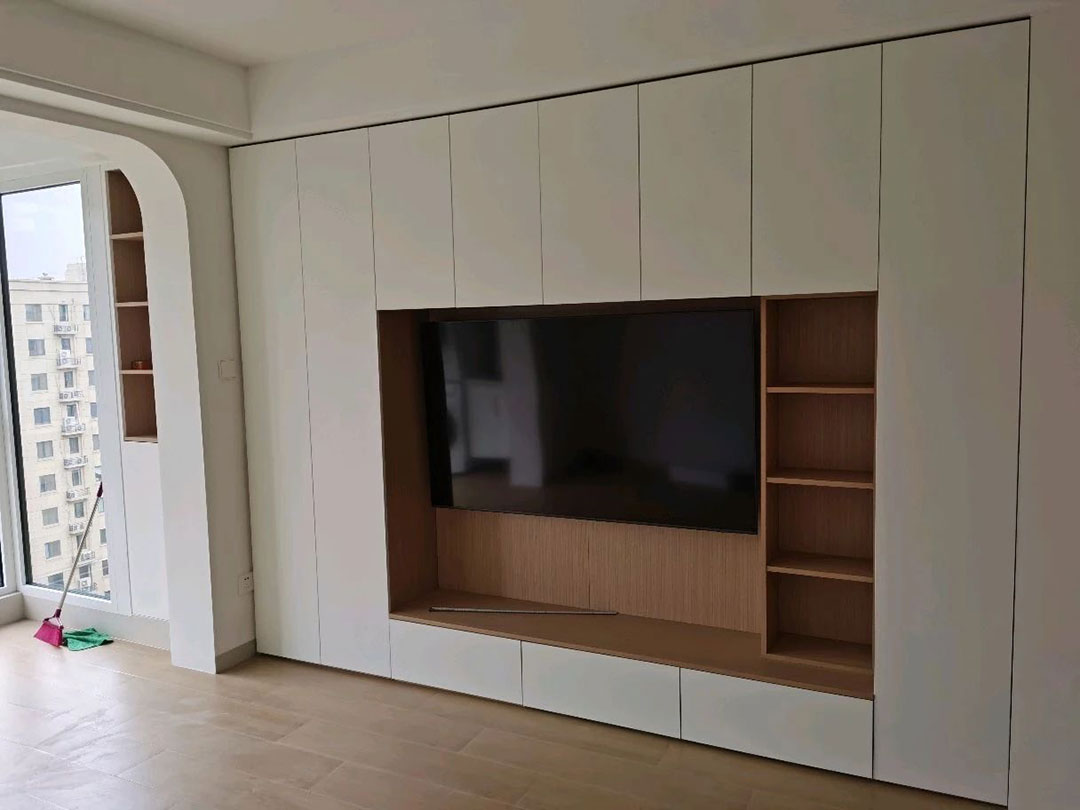 客戶見(jiàn)證｜又一工地完工，業(yè)主送來(lái)致謝錦旗，【內(nèi)附完工實(shí)景和效果圖】04電視背景墻1080x810