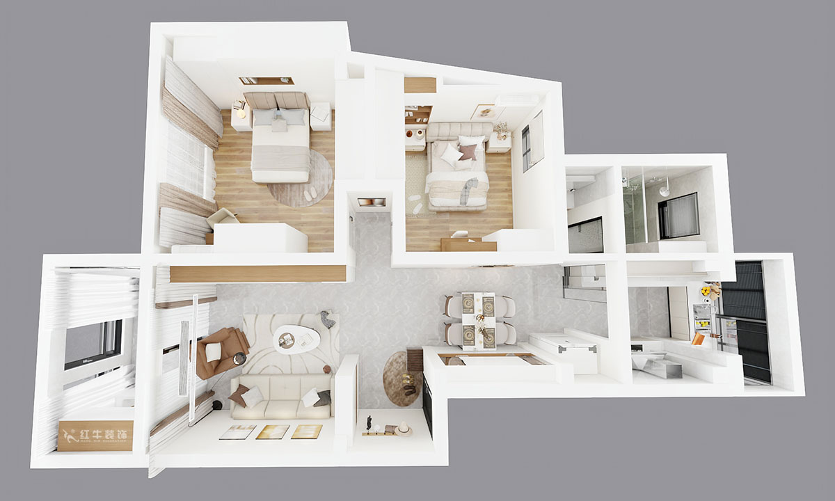 劉小勇｜美河園1-2-102-90㎡-現代簡約風格｜2室2廳1衛｜新房裝修｜定制家｜全包13