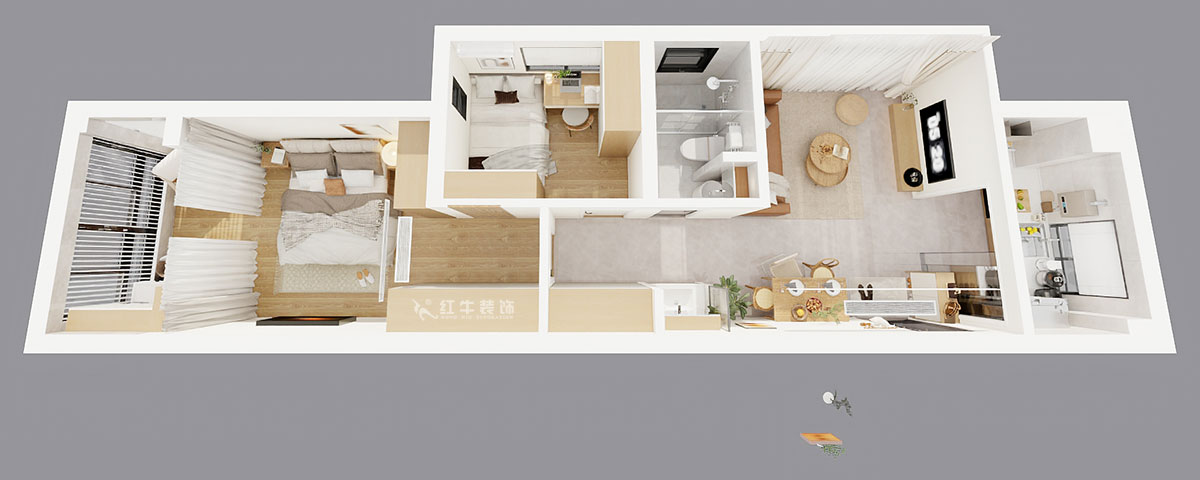 朱彥｜觀泓雅苑7-7-1710-75㎡-現代簡約風格｜2室1廳1衛｜新房裝修｜定制家｜全包10萬｜00_04鳥瞰圖