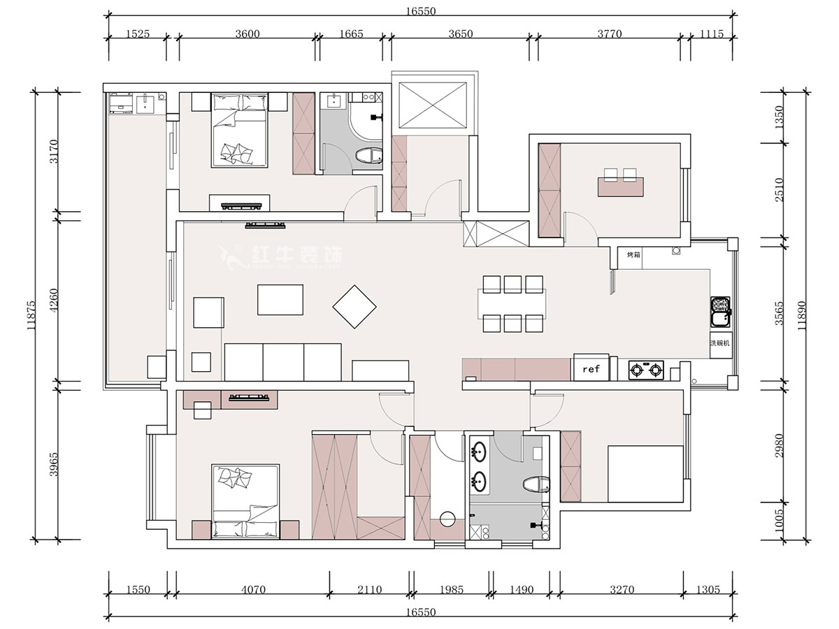 【實(shí)景案例】蔣琛|中冶錦繡華府中苑-180㎡-新中式風(fēng)格|5室2廳2衛(wèi)|新房裝修|定制家|全包28萬|00_02平面布置圖