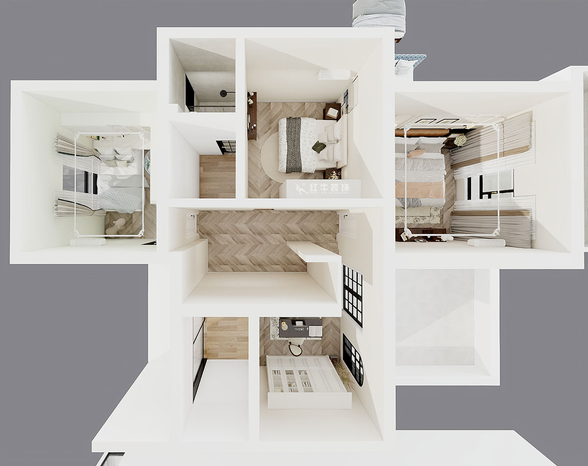 吳波｜翠屏國際香樟苑-7-404-124㎡-現代風格｜3室2廳2衛｜二手房裝修｜定制家｜全包17萬｜00_08二層鳥瞰圖