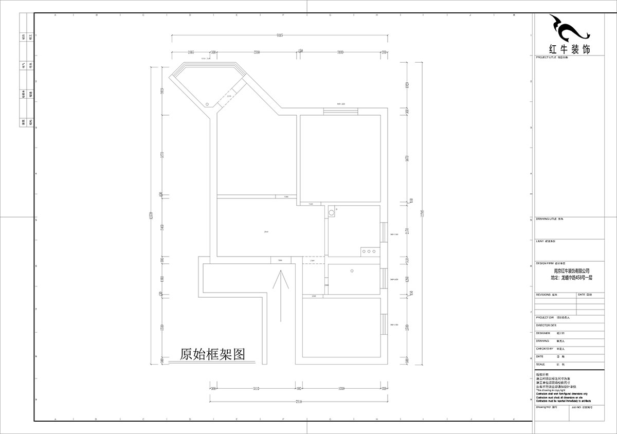 孟憲濤｜北門橋10號1508室-85㎡-現代簡約風格｜2室2廳1衛｜老房裝修｜定制家｜全包12萬｜00_01原始框架圖