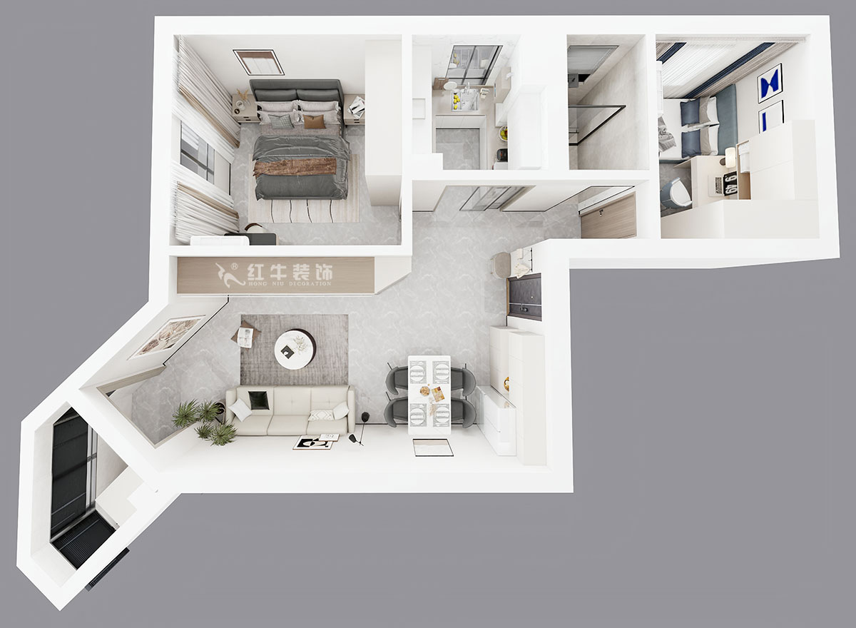 孟憲濤｜北門橋10號1508室-85㎡-現代簡約風格｜2室2廳1衛｜老房裝修｜定制家｜全包12萬｜00_05鳥瞰圖