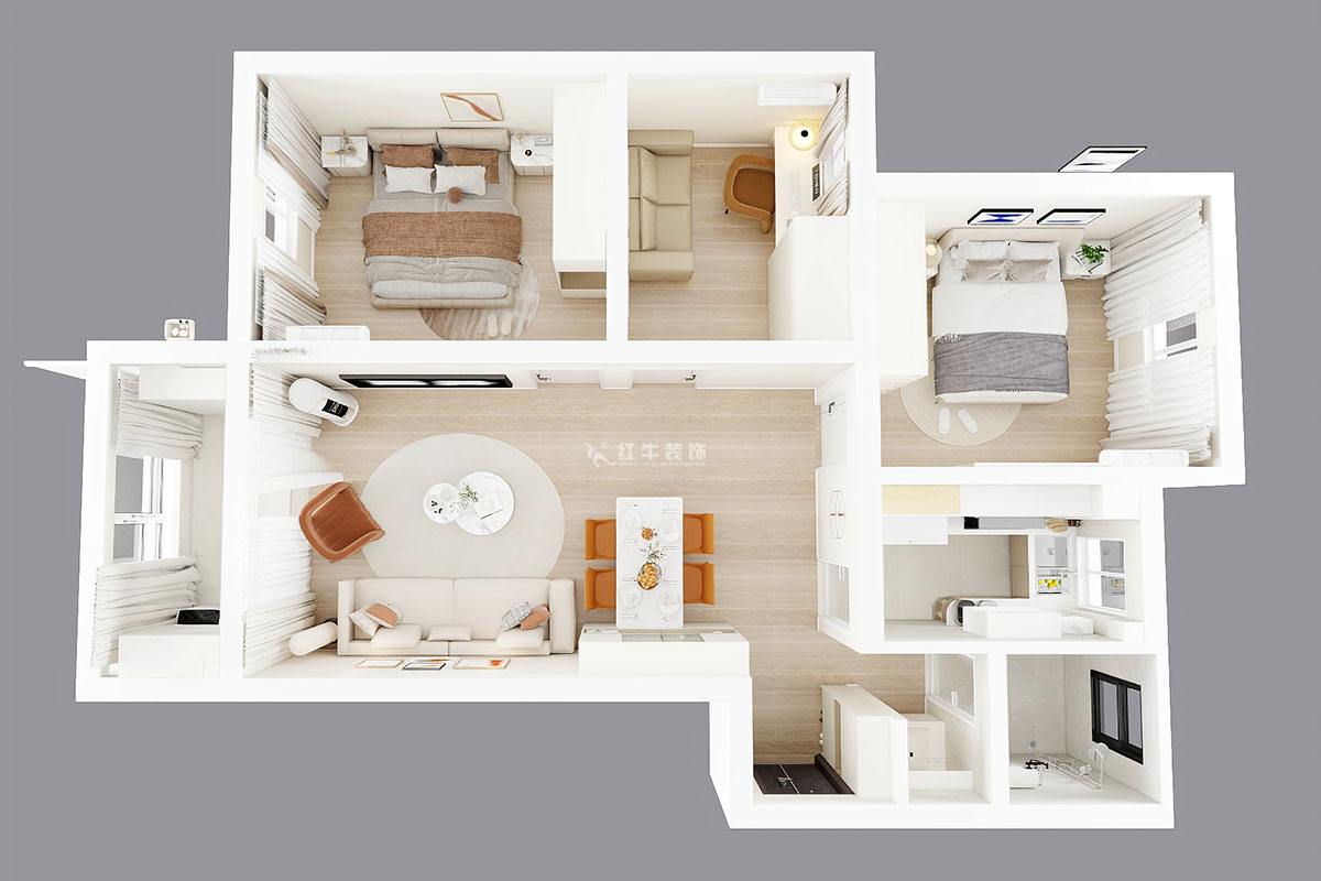 朱明琪｜春江新城新河苑一期8-3-510-94㎡-現代風格｜3室2廳1衛｜老房改造｜定制家｜全包12萬｜00_04鳥瞰圖