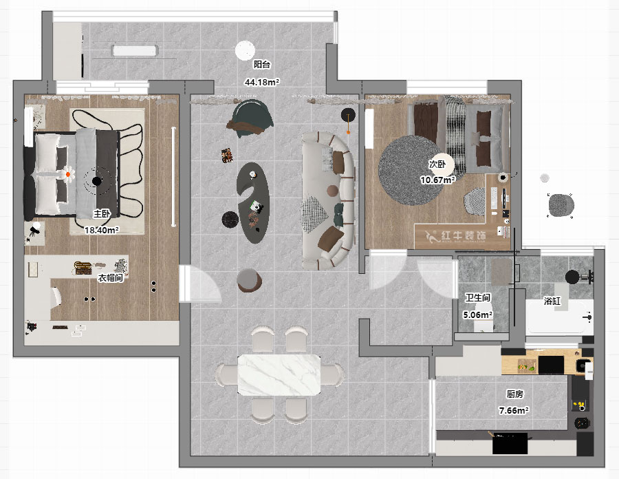 劉萍萍｜麒麟山莊16-1002-105㎡-現代簡約風格｜2室2廳1衛｜老房裝修｜定制家｜全包15