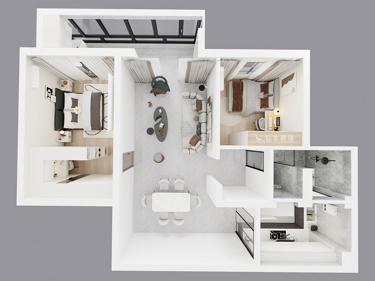 劉萍萍｜麒麟山莊16-1002-105㎡-現代簡約風格｜2室2廳1衛｜老房裝修｜定制家｜全包15