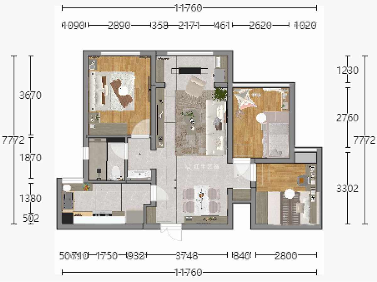 陸利民｜保利國際社區2-1-2402-89㎡-現代風格｜3室2廳1衛｜新房裝修｜定制家｜全包13