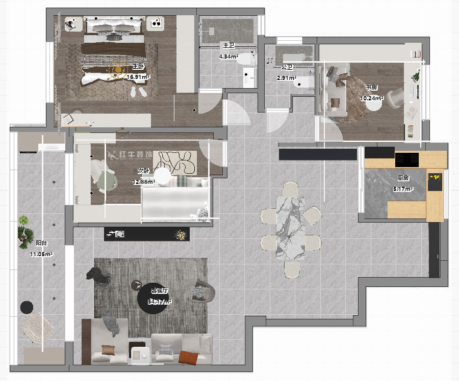 賈庭｜陽光聚寶山莊臻園28-2-304-128㎡-現代風格｜3室2廳1廚2衛｜老房裝修｜定制家｜全包15