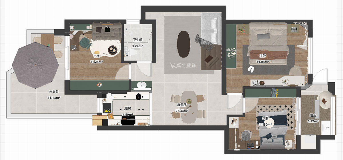 劉萍萍｜楓情水岸12-1-101-104㎡-簡約風格｜3室2廳1衛｜老房裝修｜定制家｜全包13