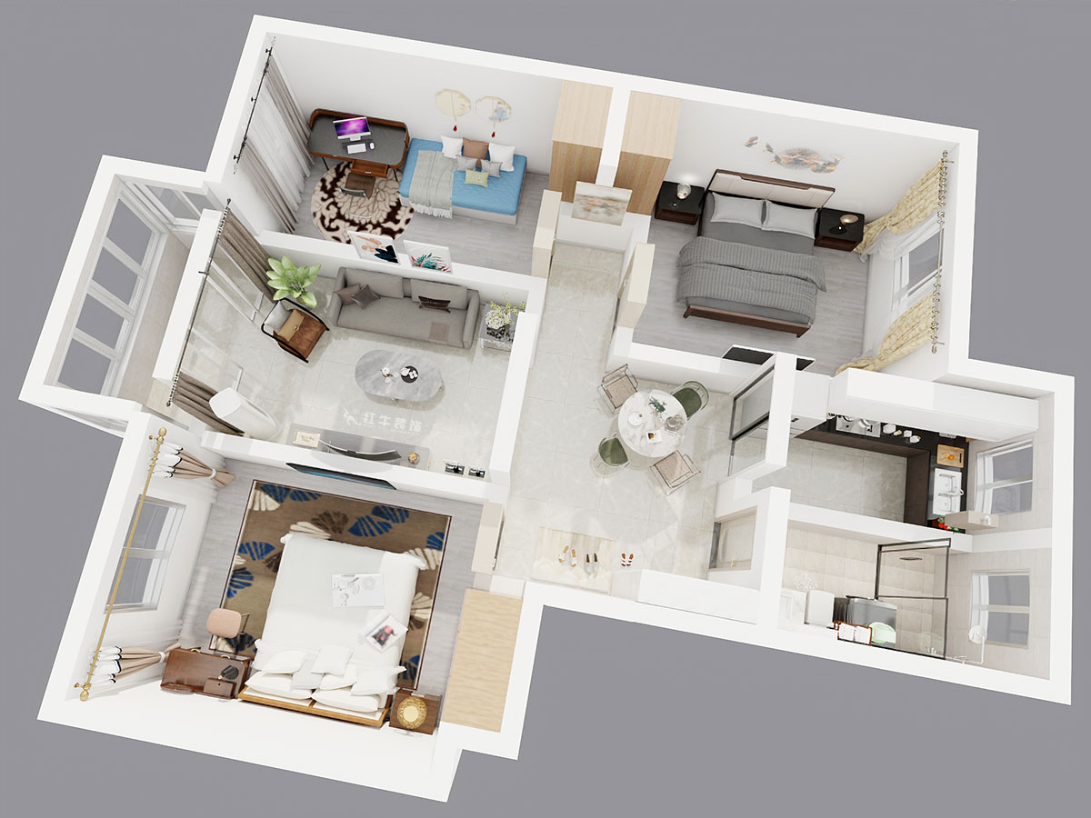 魏利利｜明故宮9號3-402-90㎡-現代簡約風格｜3室2廳1衛｜老房改造｜定制家｜全包11