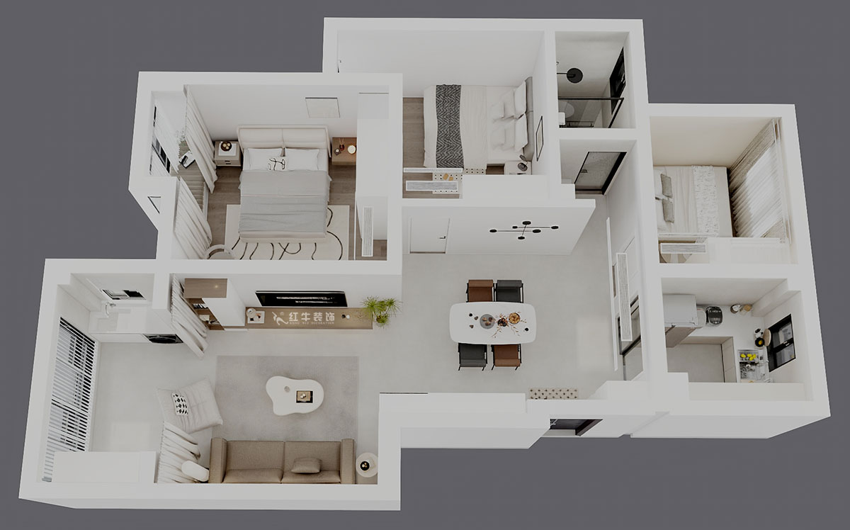 劉曉芳｜紫金銘苑3-2-504-90㎡-極簡奶油風格｜3室2廳1衛｜新房裝修｜定制家｜全包13