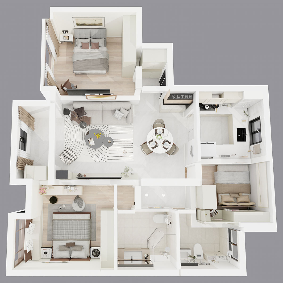 朱明琪｜朗詩未來街區8-2-503-107㎡-現代風格｜3室2廳2衛｜新房裝修｜定制家｜全包17萬｜00_03鳥瞰圖