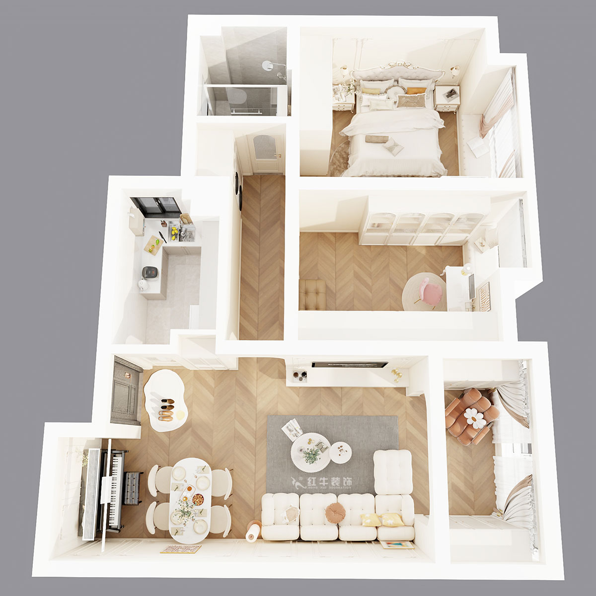 顧娟｜北外灘水城16街區11-903-80㎡-簡歐風格｜2室2廳1衛｜新房裝修｜定制家｜全包12