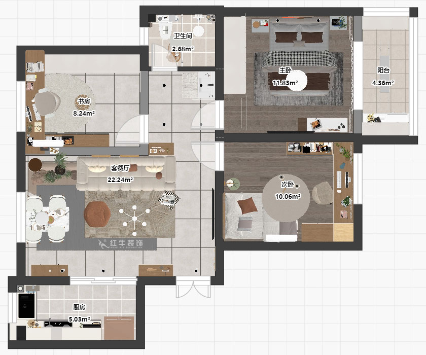 賈庭｜寧康苑24-301-78㎡-現代風格｜3室1廳1廚1衛｜老房裝修｜定制家｜全包11