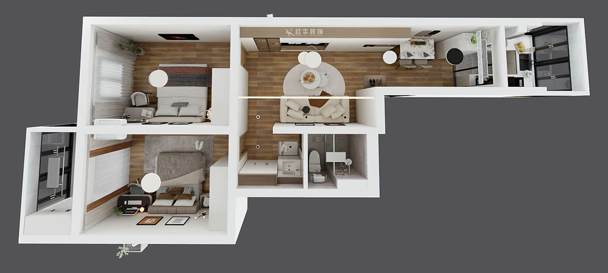 朱彥｜東大影壁1號304-79㎡-簡約風格｜2室2廳1衛｜老房裝修｜定制家｜全包11萬｜00_04鳥瞰圖