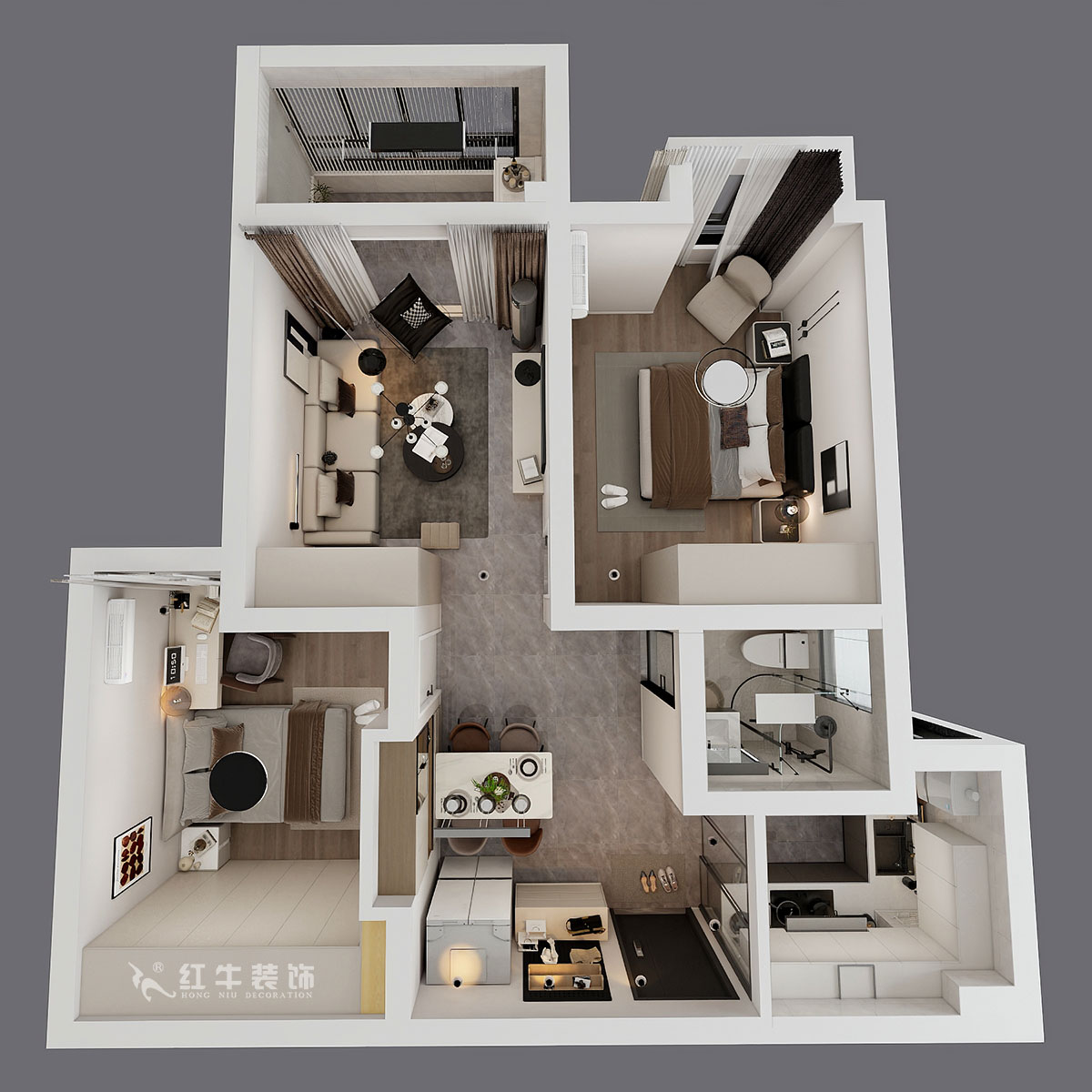 仇美蓉｜御道嘉庭8-1-702-78㎡-簡約風格｜2室2廳1衛｜新房裝修｜定制家｜全包10萬｜00_04鳥瞰圖