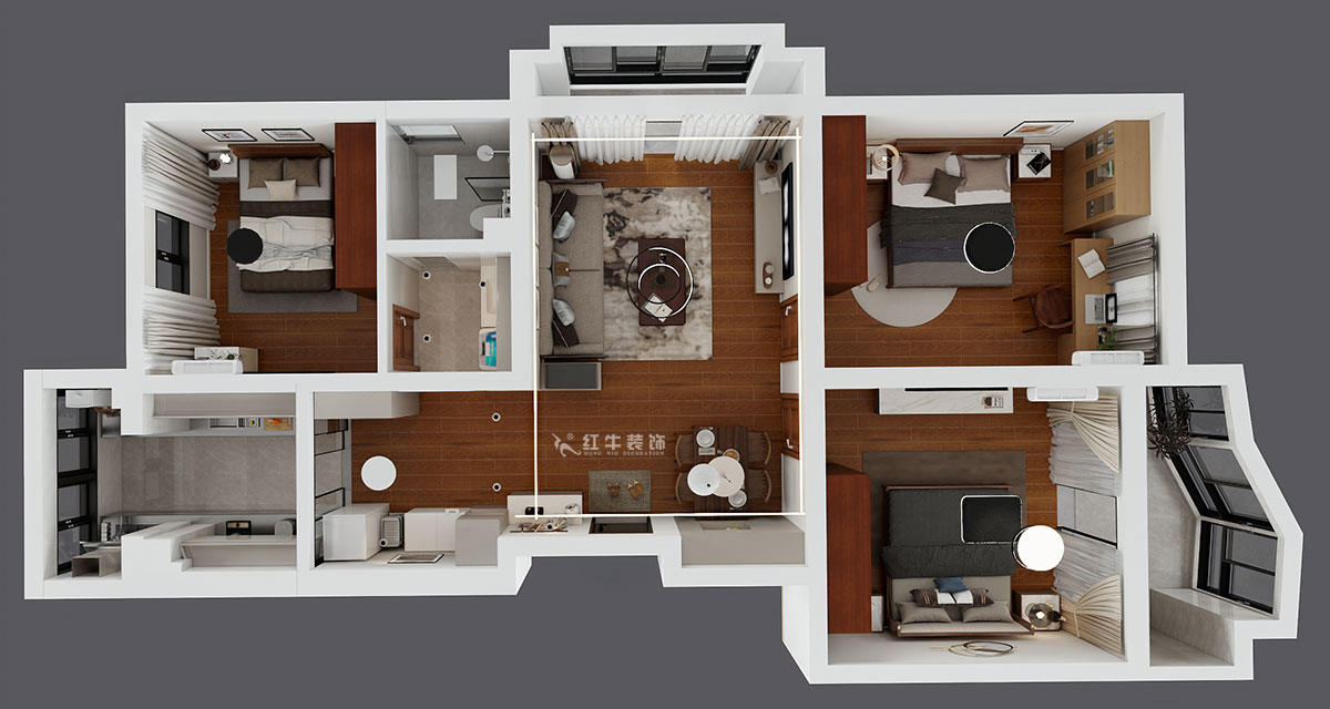 賈庭｜石城家園5-501-101㎡-新中式風格｜2室2廳1廚1衛｜老房裝修｜定制家｜全包13