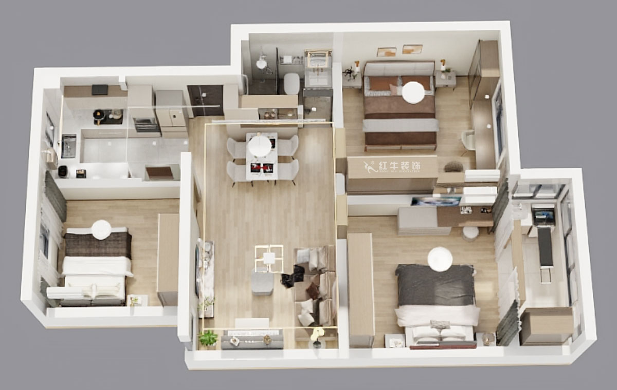 劉曉芳｜秦淮教師公寓14-72-202-95㎡-現代風格｜3室2廳1衛｜新房裝修｜定制家｜全包12