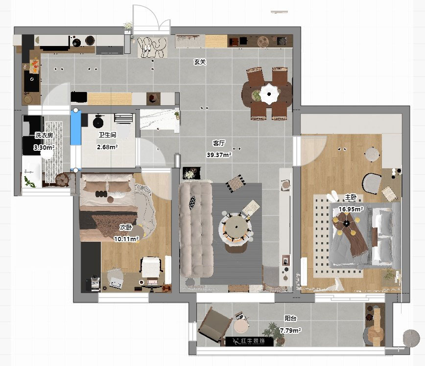 劉萍萍｜麒麟山莊27-502-103㎡-現代簡約風格｜2室2廳1衛｜老房裝修｜定制家｜全包14