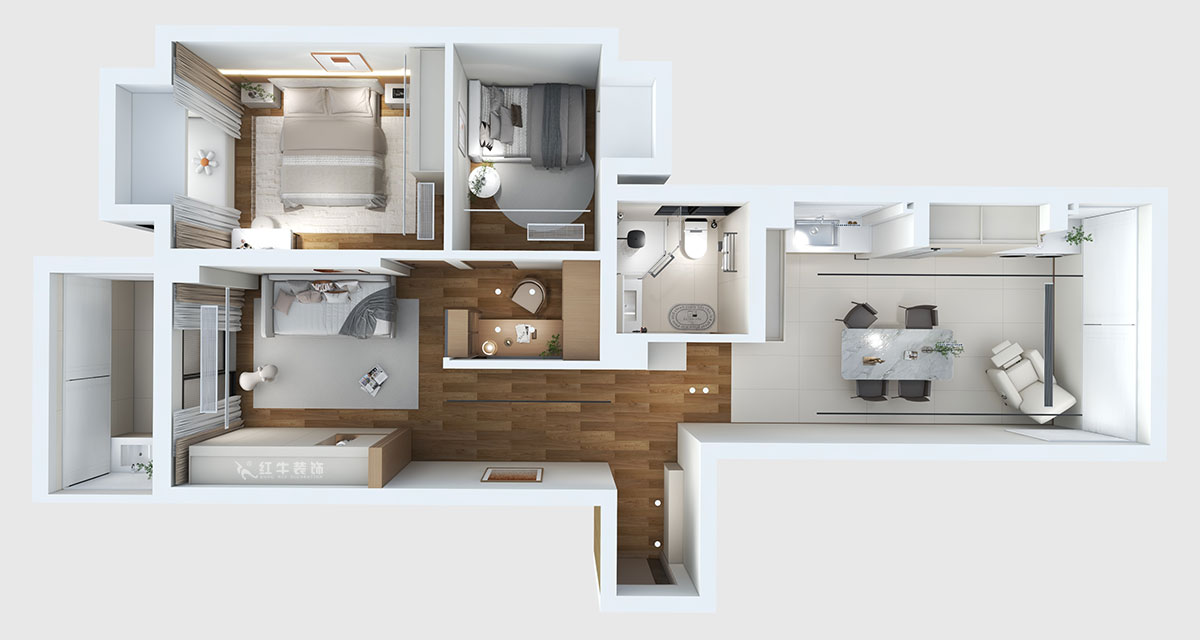 劉萍萍｜匯景園A203-90㎡-現代簡約風格｜2室2廳1衛｜新房裝修｜定制家｜全包12