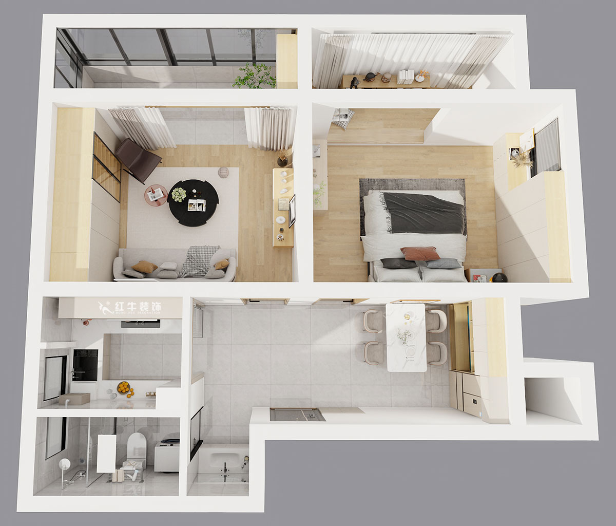 顧娟｜東白菜園57-404-63㎡-現代風格｜2室2廳1衛｜舊房裝修｜定制家｜全包11