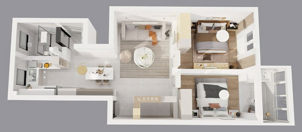 顧娟｜曹后村30號大院4-3-304-75㎡-現代風格｜2室2廳1衛｜舊房裝修｜定制家｜全包12