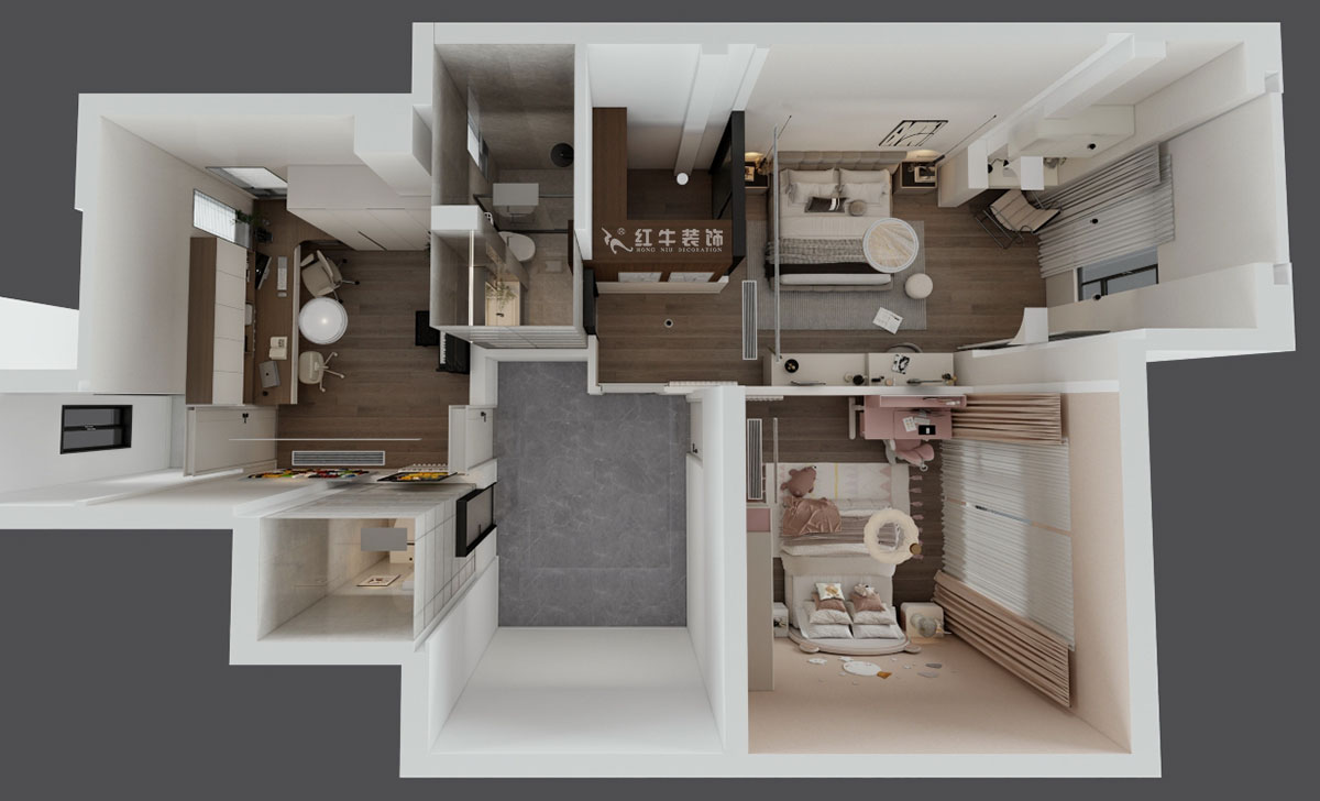 蔣琛｜泰山魯能七號院6-205-280㎡-現代簡約風格｜復式｜4室2廳3衛｜毛坯裝修｜定制家｜全包40萬｜00_08二層鳥瞰圖