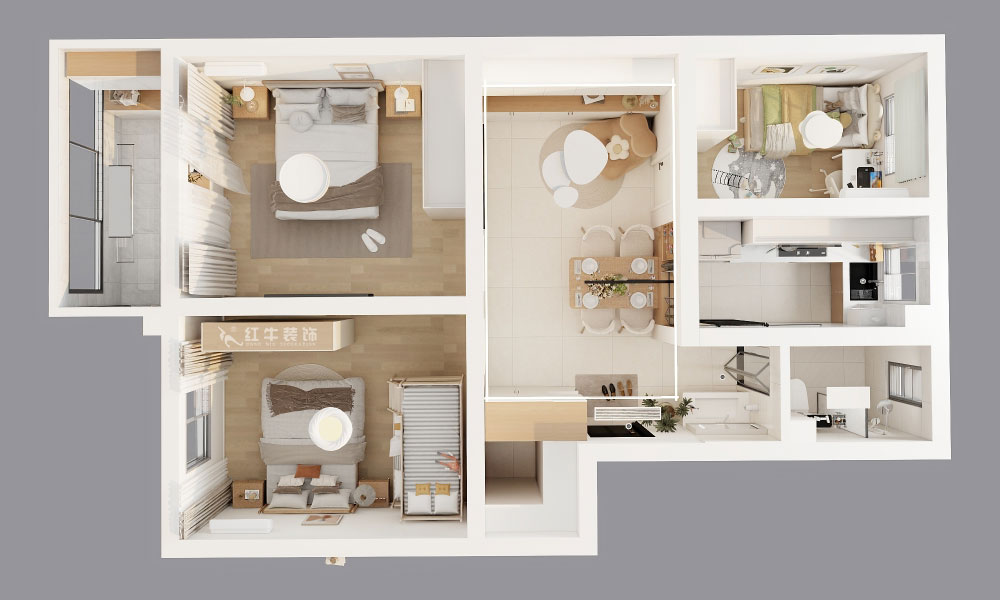 吳波｜土壤研究所小區(qū)27-102-77㎡-現(xiàn)代簡(jiǎn)約風(fēng)格｜3室2廳1衛(wèi)｜舊房裝修｜定制家｜全包11萬(wàn)｜00_05鳥瞰圖