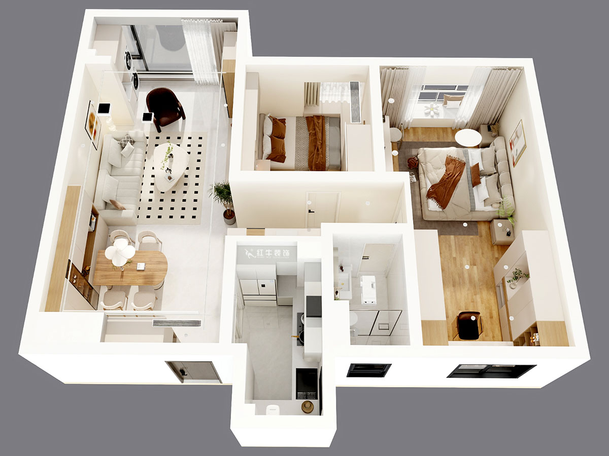 劉曉芳｜棠祥南苑3-1102-100㎡-奶油風格｜3室2廳1衛｜新房裝修｜定制家｜全包13