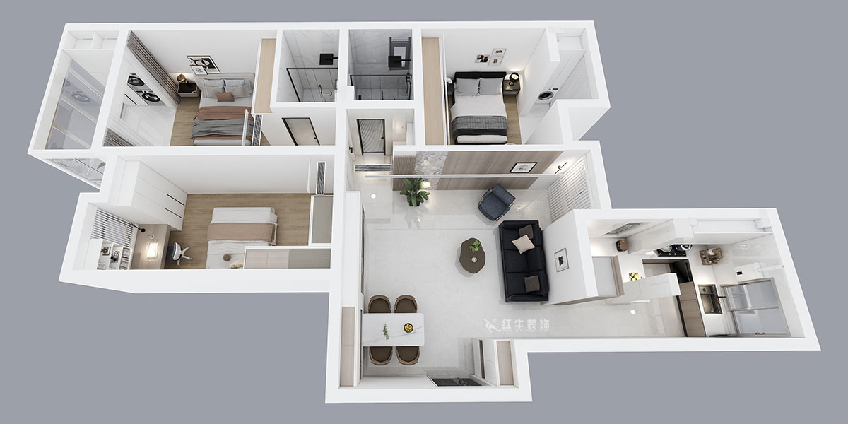 劉萍萍｜正泰大廈2-1506-120㎡-現代簡約風格｜3室2廳1衛｜老房裝修｜定制家｜全包18