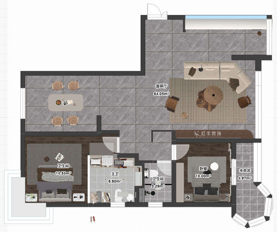 蔣琛｜左岸名苑月桂閣2-1-1401-140㎡-意式極簡(jiǎn)風(fēng)格｜3室2廳2衛(wèi)｜老房裝修｜婚房裝修｜定制家｜全包18萬｜00_03平面彩圖