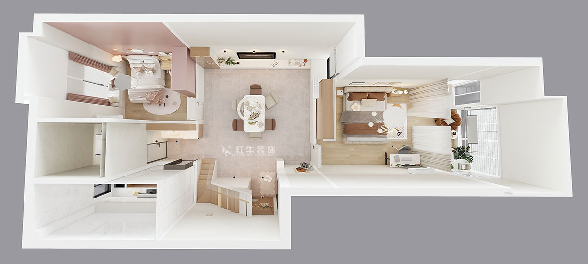 朱明琪｜一品嘉園1-29-606-89㎡-現代簡約風格｜2室1廳1衛+閣樓｜老房裝修｜定制家｜全包13萬｜00_04鳥瞰圖