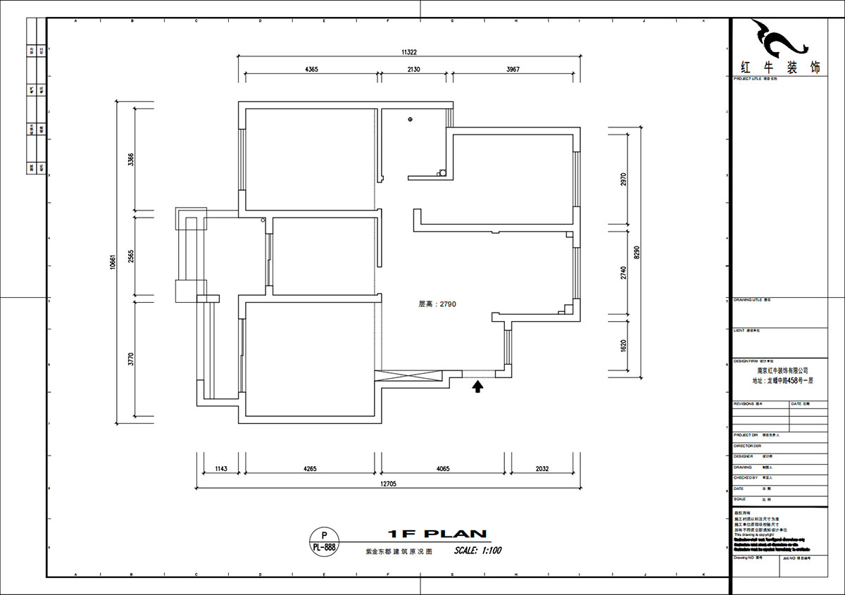 魏明花｜紫金東郡57-504-113㎡-現代簡約風格｜3室2廳2衛｜二手房改造｜定制家｜全包16萬｜00_01建筑原況圖