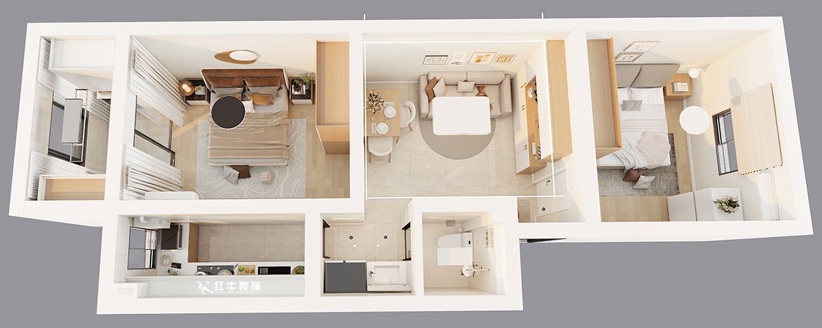 吳波｜康美里1-4-502-60㎡-現代簡約風格｜2室2廳1衛｜舊房裝修｜定制家｜全包9