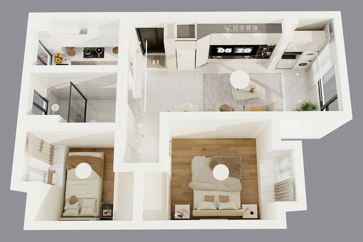 劉曉芳｜棠祥南苑1-1804-70㎡-現代風格｜2室2廳1衛｜新房裝修｜定制家｜全包10