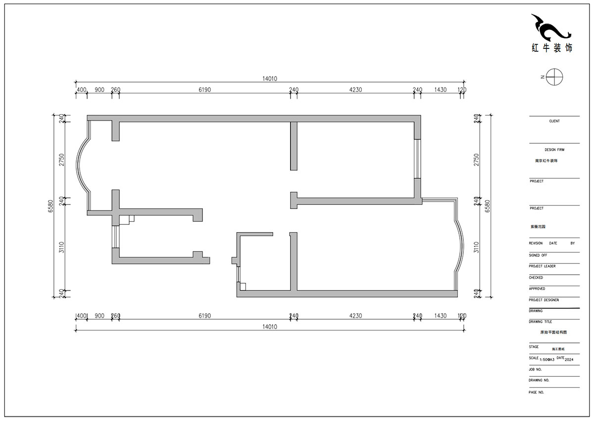 朱明琪｜紫薇花園2-302-72㎡-現代風格｜2室2廳1衛｜老房裝修｜定制家｜全包12萬｜00_01原始結構圖