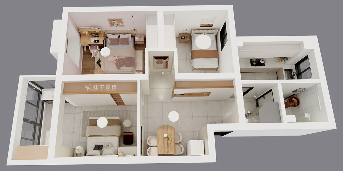 劉曉芳｜江南明珠33-3-306-84㎡-奶油風格｜3室2廳1衛｜老房裝修｜定制家｜全包10