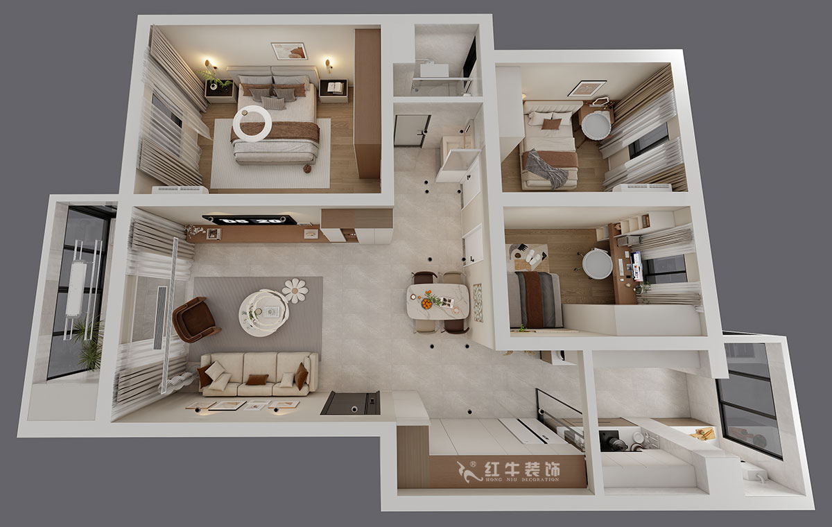 顧娟｜月牙湖花園17-202-107㎡-現代簡約風格｜3室2廳1衛｜舊房裝修｜定制家｜全包14